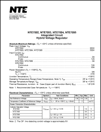 NTE7093 datasheet: Integrated circuit. Hybrid voltage regulator. Peak input voltage 550V. NTE7093