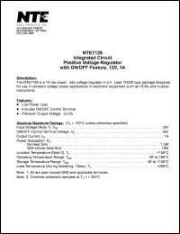 NTE7128 datasheet: Integrated circuit. Positive voltage regulator with ON/OFF feature, 12V, 1A.. NTE7128