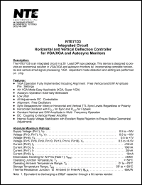 NTE7133 datasheet: Integrated circuit. Horizontal and vertical deflection controller for VGA/XGA and autosync monitors. NTE7133