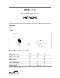 2SD1113(K) datasheet: Bipolar power switching Darlington transistor 2SD1113(K)