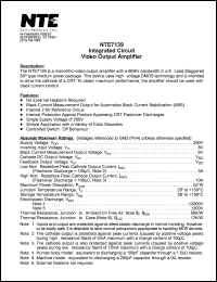 NTE7139 datasheet: Integrated circuit. Video output amplifier. NTE7139