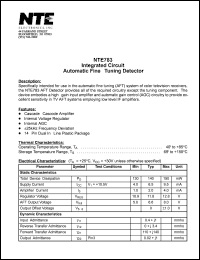 NTE783 datasheet: Integrated circuit. Automatic fine - tuning detector NTE783