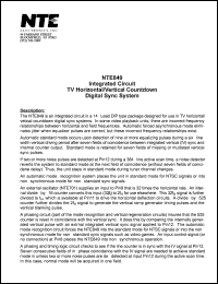 NTE849 datasheet: Integrated circuit. TV horizontal/vertical countdown digital sync system NTE849