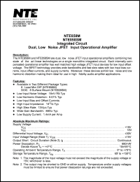 NTE858M datasheet: Integrated circuit. Dual, low - noise JFET - input operational amplifier. NTE858M