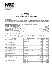 NTE860 datasheet: Integrated circuit. Low - power, narrow - band FM IF. NTE860