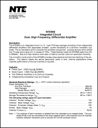 NTE906 datasheet: Integrated circuit. Dual, high frequency, differential amplifier. NTE906