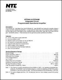 NTE944 datasheet: Integrated circuit. Prorammable operational amplifier. NTE944