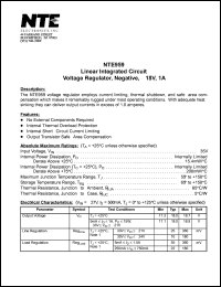 NTE959 datasheet: Linear integrated circuit. Negative voltage regulator, -18V 1A. NTE959