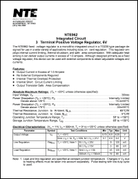 NTE962 datasheet: Integrated circuit. 3-terminal positive voltage regulator, 6V, 1A. NTE962