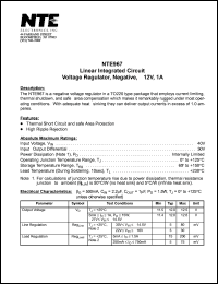 NTE967 datasheet: Linear integrated circuit. Negative voltage regulator, -12V, 1A. NTE967