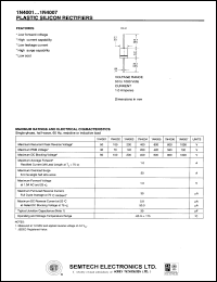 1N4004 datasheet: 400 V, 1.0 A, plastic silicon rectifier 1N4004