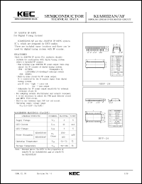 KIA6032AF datasheet: 3V AM/FM IF+MPX system IC for digital tuning system radios KIA6032AF