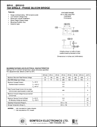 BR102 datasheet: 200 V, 10 A single-phase silicon bridge BR102