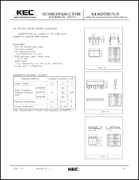 KIA6278F datasheet: 1W single audio power amplifier KIA6278F