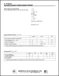 P3V3B datasheet: 3.3 V,  40 mA silicon planar power zener diode P3V3B