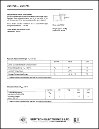 ZM4730 datasheet: 3.9 V,  silicon planar power zener diode ZM4730