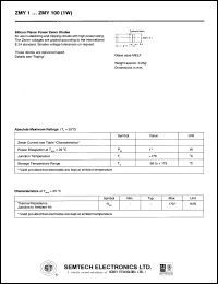 ZMY1 datasheet: 0.7 V,  5 mA silicon planar power zener diode ZMY1