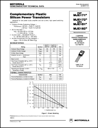 MJE181 datasheet: Complementary Plastic Silicon Power Transistors MJE181