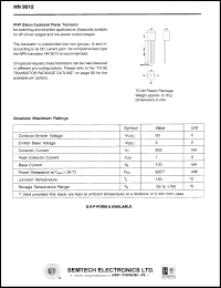 HN9012 datasheet: 30 V,  PNP silicon expitaxial planar transistor HN9012