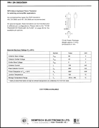 HN/2N3903 datasheet: 60 V, NPN silicon expitaxial planar transistor HN/2N3903