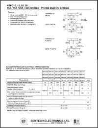 KBPC2508 datasheet: 800 V, 25 A single-phase silicon bridge KBPC2508