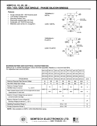 KBPC1008 datasheet: 800 V, 10 A single-phase silicon bridge KBPC1008