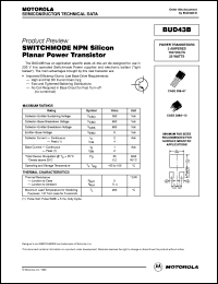 BUD43B datasheet: SWITCHMODE NPN Silicon Planar Power Transistor BUD43B