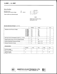 LL4001 datasheet: 50 V, 1 A  silicon rectifier LL4001