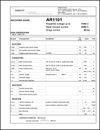 AR1101S10 datasheet: 1000 V, 2250 A, 28 kA rectifier diode AR1101S10
