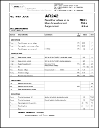 AR242S22 datasheet: 2200 V, 830 A, 6.5 kA rectifier diode AR242S22