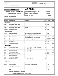 ARF664S33 datasheet: 3300 V, 1000 A, 18 kA fast recovery diode ARF664S33
