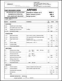 ARF695S60 datasheet: 6000 V, 880 A, 18 kA fast recovery diode ARF695S60