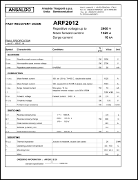 ARF2012S26 datasheet: 2600 V, 1525 A, 16 kA fast recovery diode ARF2012S26