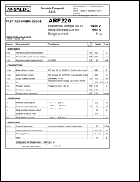 ARF220S14 datasheet: 1400 V, 445 A, 5 kA fast recovery diode ARF220S14