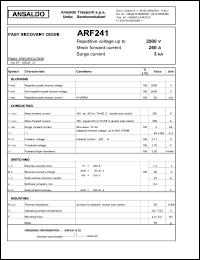 ARF241S25 datasheet: 2500 V, 260 A, 3 kA fast recovery diode ARF241S25