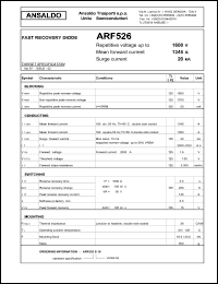 ARF526S16 datasheet: 1600 V, 1345 A, 20 kA fast recovery diode ARF526S16