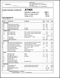 AT405S12 datasheet: 1200 V, 305 A, 2.8 kA phase control thyristor AT405S12