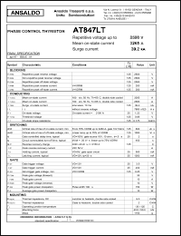 AT847LTS25 datasheet: 2500 V, 3265 A, 39.2 kA phase control thyristor AT847LTS25