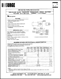 DB150 datasheet: 50 V, 1.5 A dual-in-line glass passivated single phase bridge rectifier DB150