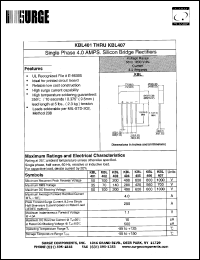 KBL407 datasheet: 1000 V, 4.0 A  single phase silicon bridge rectifier KBL407