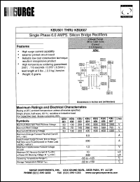 KBU601 datasheet: 50 V, 6.0 A  single phase silicon bridge rectifier KBU601