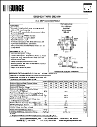 SB35005 datasheet: 50 V, 35.0 A  silicon bridge SB35005