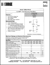FR107 datasheet: 1000 V, 1.0 A  fast recovery rectifier FR107