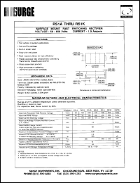 RS1J datasheet: 600 V, 1.0 A  surface mount fast switching rectifier RS1J