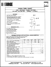 1N4937 datasheet: 600 V, 1.0 A  fast switching plastic rectifier 1N4937