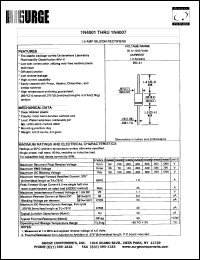 1N4001 datasheet: 50 V, 1.0 A  silicon rectifier 1N4001