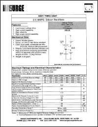 2A07 datasheet: 1000 V, 2.0 A  silicon rectifier 2A07