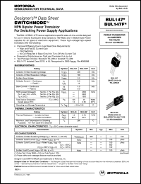 BUL147 datasheet: SWITCHMODE NPN Bipolar Power Transistor For Switching Power Supply Applications BUL147