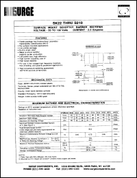 SK29 datasheet: 90 V, 2.0 A surface mount schottky barrier rectifier SK29