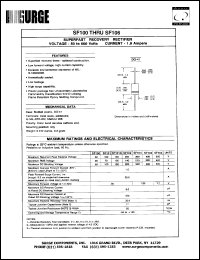 SF101 datasheet: 100 V, 3.0 A superfast recovery rectifier SF101